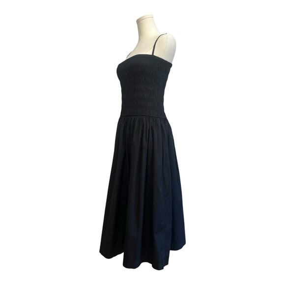 NWT Madewell Dress Size Petite Medium Poplin Smocked Maxi Black NV960 - Picture 4 of 8